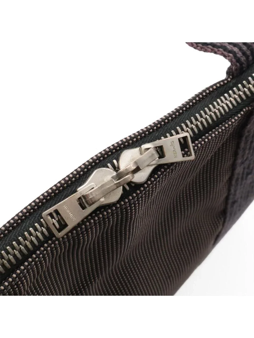 Hermes Her Line Porte Documents Briefcase Purse 3 Handbag Nylon Canvas Gray